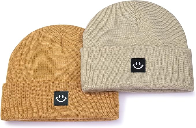MaxNova 2 Pack Baby Beanie Fleece Lined Knit Toddler Hat for Girls Boys 0-8 Years
