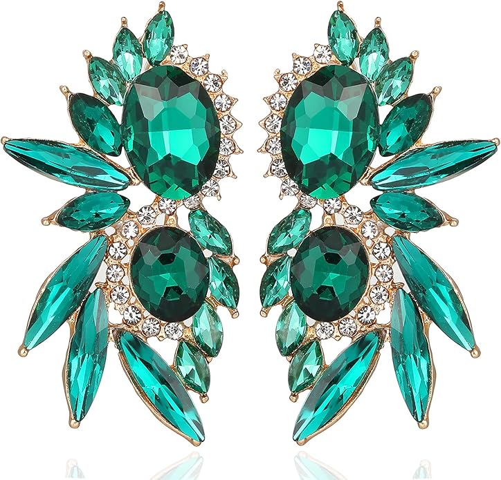 Vintage Rhinestone Statement Earrings Fancy Crystal Cluster Drop Dangle Earrings for Women