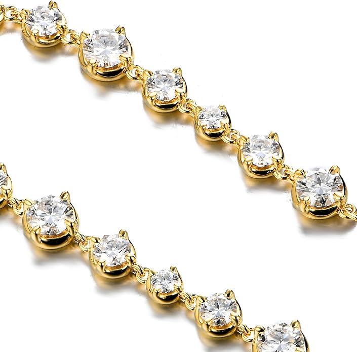 EcoGems Lab Grown Gemstone & Moissanite Bracelets – 14K/18K White or Yellow Gold Plated Sterling Silver – D Color VVS/VS Clarity – Elegant Sustainable Jewelry Gift with Gift Box