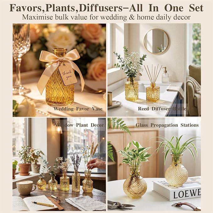 Clear Topaz Glass Bud Vase Set of 24 Pcs, Small Bud Vases in Bulk, Glass - Image 3