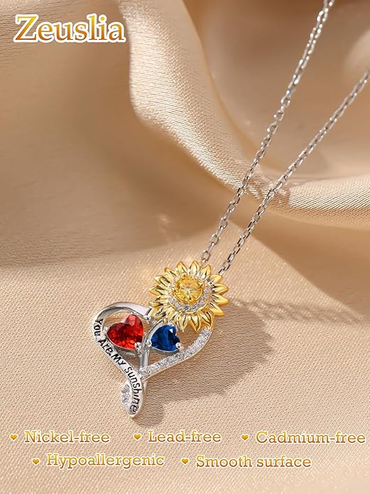 Valentine's Day Gifts for Wife 925 Sterling Silver Double Birthstone Pendant Necklaces I Love You for Always and Forever Necklace Anniversary Birthday Gifts for Wife Girlfriend Mom Her