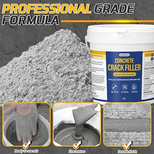 Concrete Crack Filler Heavy-Duty Dry Granular Mortar Repair Kit, 6 lb Gray | - Image 6