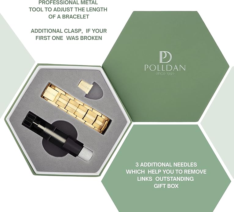 POLLDAN® 3X Power Magnetic Bracelets For Men | 6200 Gauss Strength Mens Titanium Bracelet with Fold-Over Clasp, Adjustable Length, Gift Box, Sizing Tool | Innovative Magnets Alloy - Patent