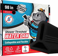 98" Black Shower Threshold Water Dam Barrier, 1.5" Tall Water Stopper Strip | by ExploreHippoDam