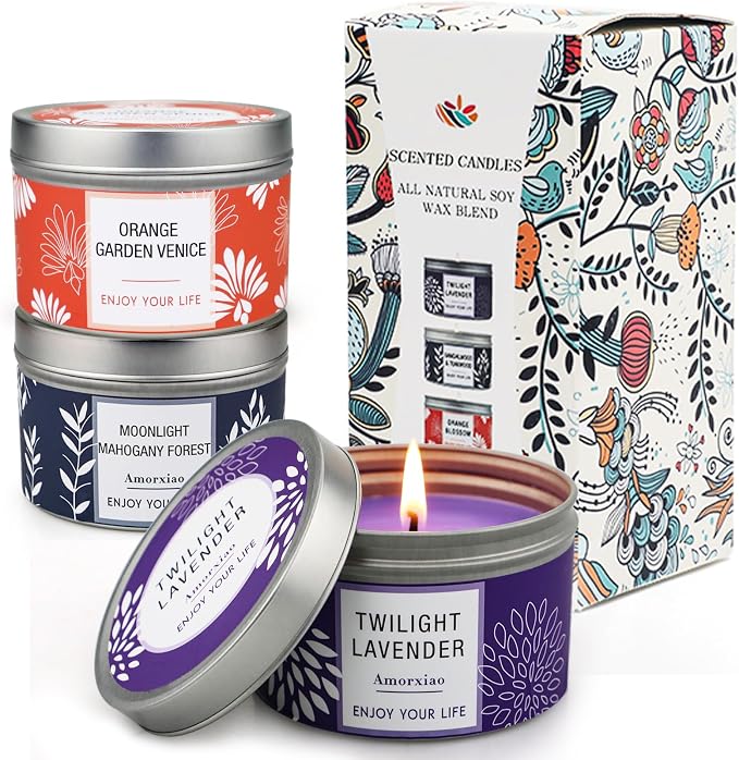 Scented Candle Gift Set for Women, 3 Pack Large Soy Wax Candles in Tins - Image 8
