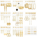 Earrings for Women, Funtopia 68 Pairs Drop Dangle Earrings, Fashion Statement Stud Earrings Pearl Earrings Set for Party Jewelry(Gold and Silver)
