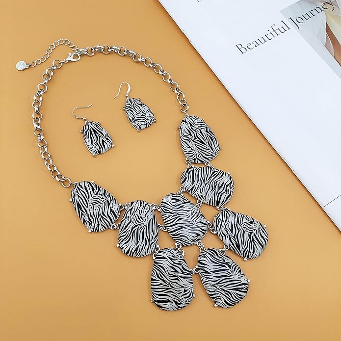 Firstmeet Chunky Bubble Statement Collar Necklace with Earrings for Women