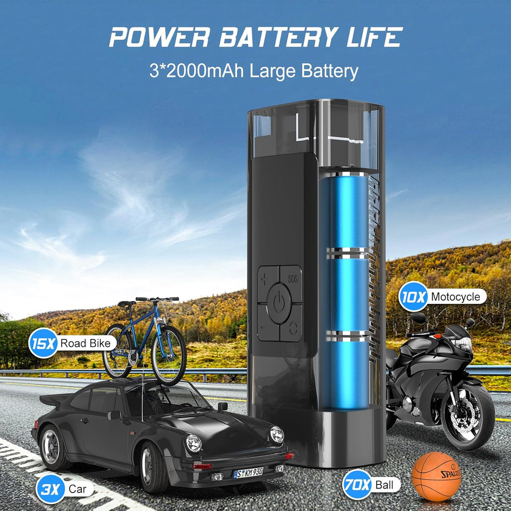 Tire Inflator Portable Air Compressor - Air Pump for Car Tires with Tire Pressure Gauge (120 PSI) - Portable Tire Inflator for Car, Tire Pump for Motorcycle, Bicycle and More