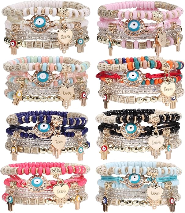 Bracelets Bohe Multilayer Chain Tassel Stackable Charm Stretch Statement Bracelet Set