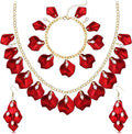 Flower Petal Necklace Earrings Set Layered Statement Beaded Jewelry Set for Women Summer Necklace Earrings