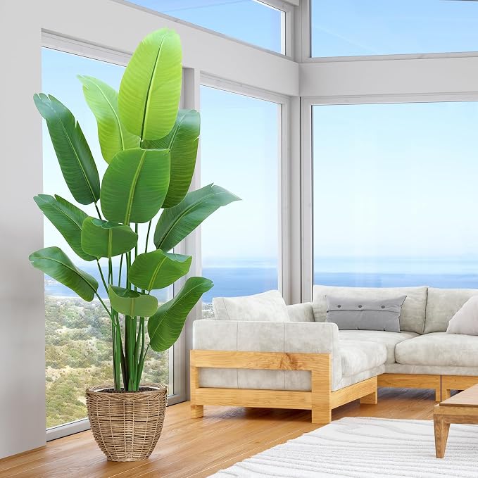 Bird of Paradise Plant Artificial 6ft, Faux Plants Indoor Tall by HZXGCP