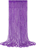 YAXINRUI 12 PCS Purple Bead Necklaces, Purple Mardi Gras Beads, Halloween Beads Necklaces, 33 Inch Beaded Necklaces Costume Necklace for Mardi Gras Christmas Halloween Party Favors