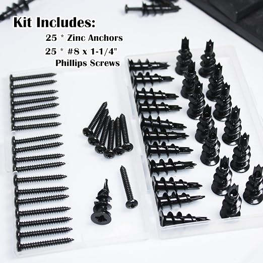 50Pc #8 Black Self Drilling Metal Drywall Anchors Heavy Duty and Screws kit | - Image 7
