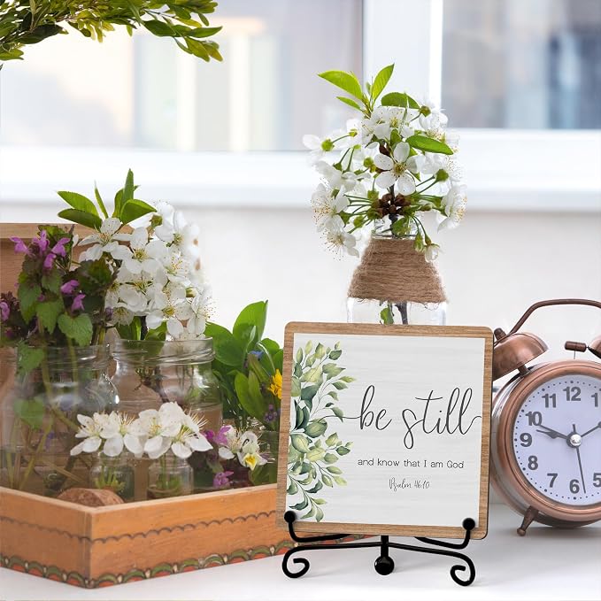 Inspirational Christian Desk Decor, Be Still And Know That I Am God Rutsic Sign - Image 3