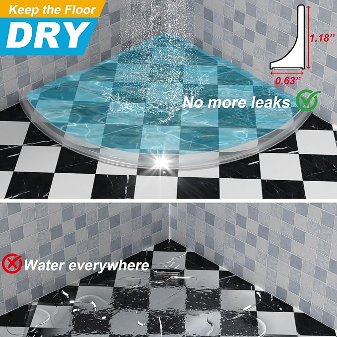 39" Shower Threshold Water Dam Silicone Shower Water Guard Collapsible Shower - Image 4