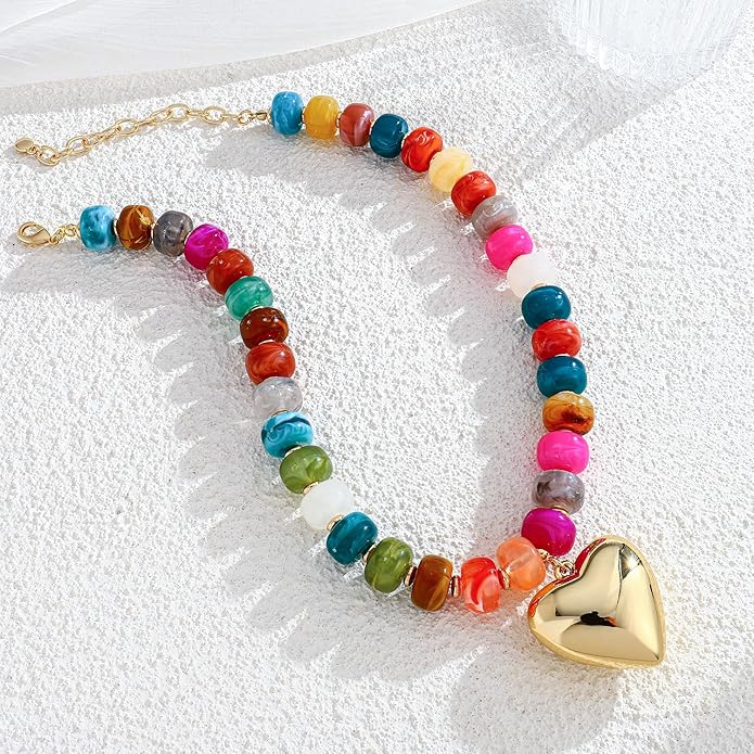 LILIE&WHITE Resin Chunky Beaded Necklace for Women Minimalistic Modern Statement Necklace Jewelry Accessories