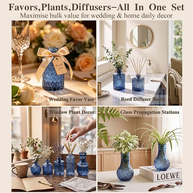 Clear Glass Bud Vase Set of 14 Pcs, Small Bud Vases in Bulk, Glass Crystal - Image 4