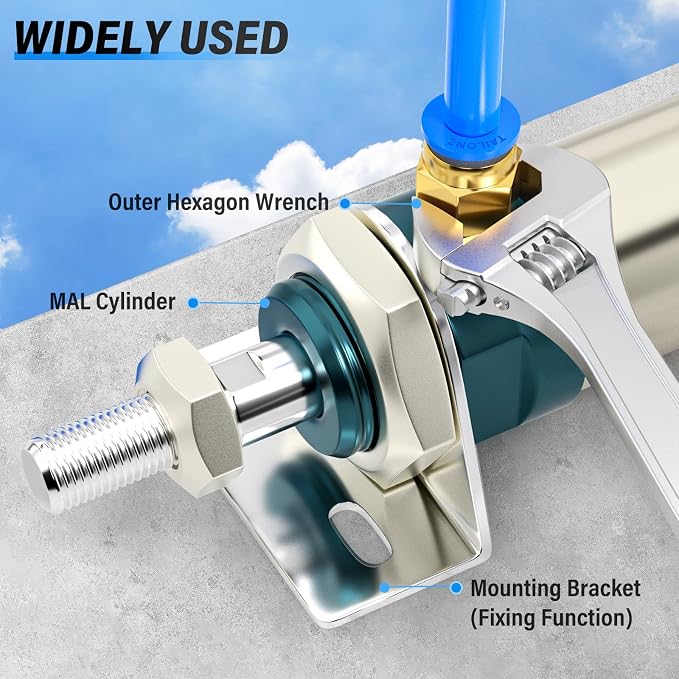 TAILONZ PNEUMATIC Blue Straight 6mm Tube OD x M5 Thread Push to Connect Fitting - Image 5