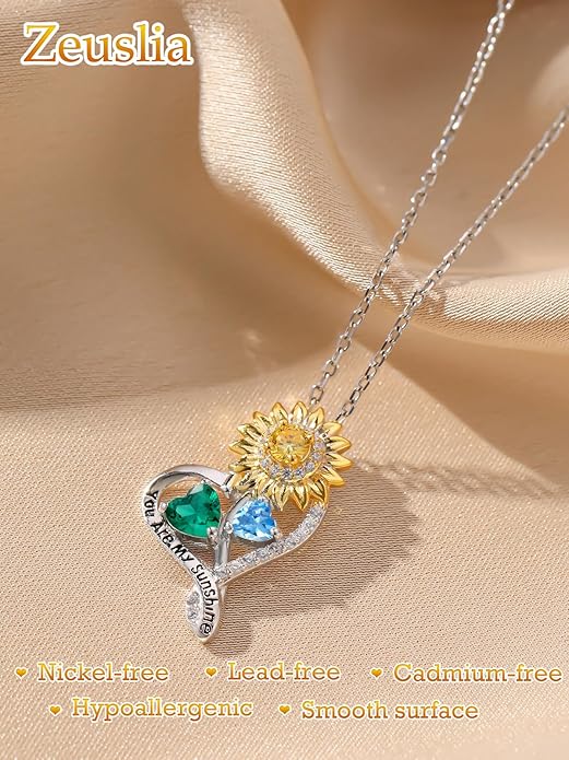 Valentine's Day Gifts for Wife 925 Sterling Silver Double Birthstone Pendant Necklaces I Love You for Always and Forever Necklace Anniversary Birthday Gifts for Wife Girlfriend Mom Her