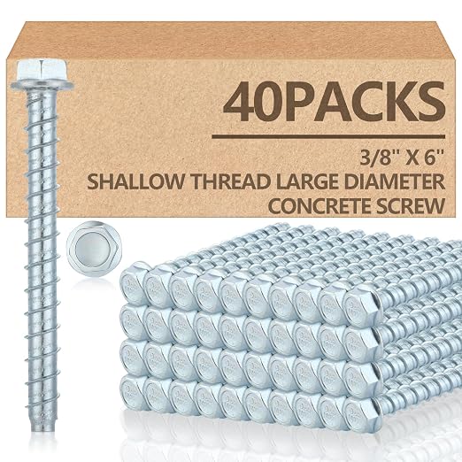 Tandefio 40 Pack 3/8 x 6 Concrete Anchors and Screw Kits Galvanized | Large by Tandefio