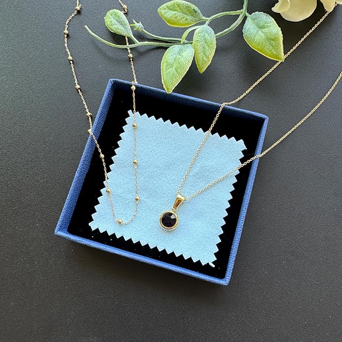 14K Gold-Plated Women's Double-Layer Birthstone Necklace Delicate Round Birthstone Pendant with a Simple Necklace, a Birthday Gift for Women Teenage Girls