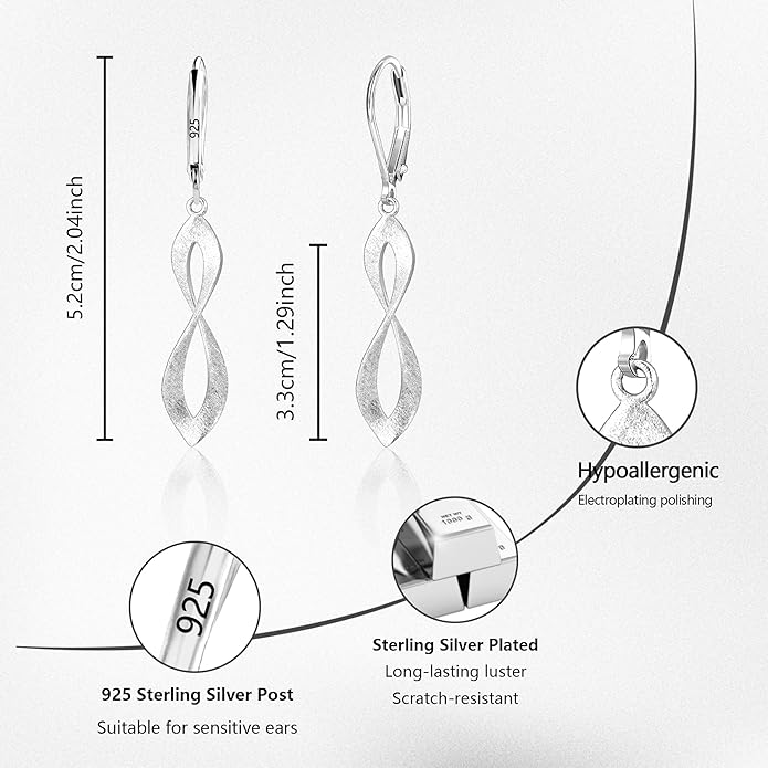 925 Sterling Silver Teardrop Dangle Earrings for Women Leverback Drop Dangle Earrings Jewelry Hypoallergenic Sterling Silver Teardrop Earring for Women Gifts