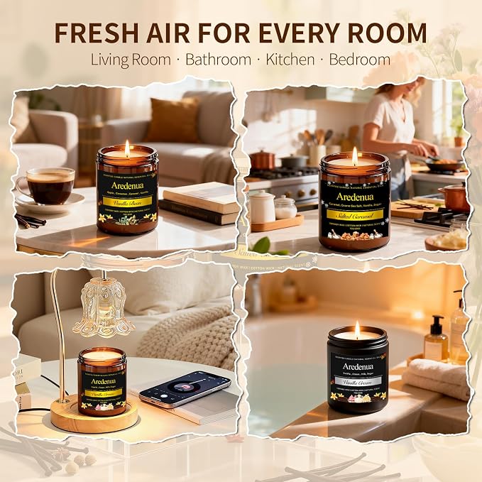 Salted Caramel Odor Eliminating Candles, 7 oz Soy Scented Candle | Eliminates - Image 7