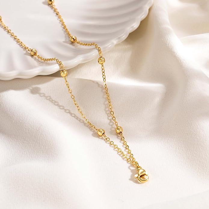 DEARMAY Dainty 14K Gold Plated Ankle Bracelets for Women, Waterproof 14K Gold Plated Link Chain Anklets Non Tarnish Set Pack Summer Beach Jewelry Gift