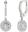 14K White Gold Moissanite Earrings Men & Women, Solid Gold Simulated Diamond and Lab Diamonds Studs for Men & Women, 1ct - 2ct Round, Princess, Heart, Halo Cut, Dangle, Lever or Screw Back Earrings, VVS1, D Color, Pink or Blue - Luxury Gift Box
