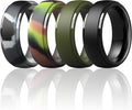 ThunderFit Silicone Rings for Men - 7 Rings / 4 Rings / 1 Ring Step Edge Rubber Wedding Bands 10mm Wide - 2.5mm Thick