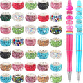 60Pcs Rhinestone Large Hole Beads Spacer Beads Mixcolor European Craft Big Beads Large Hole Rhinestones Lampwork Murano Bead Fairy Wand Garden Beads for DIY Bracelet Necklace Jewelry Making Supplies