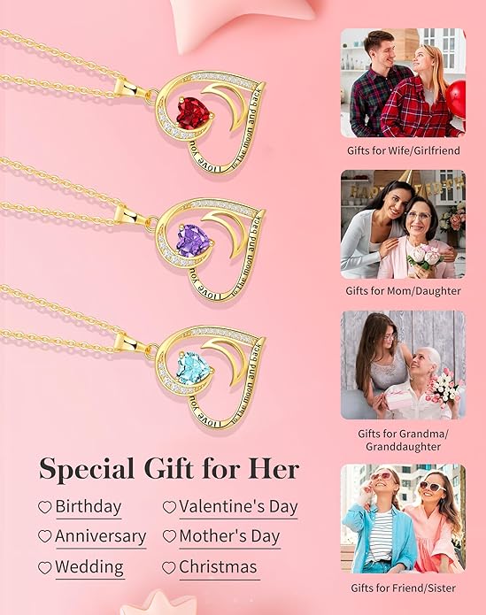 Heart Gold Necklace for Women Birthday Gifts for wife Jewelry for Wife Necklace for Girlfriend Mom Daughter Gold Jewelry for Women