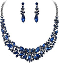 BriLove Women's Wedding Bridal Austrian Crystal Marquise Cluster Collar Necklace Dangle Earrings Set