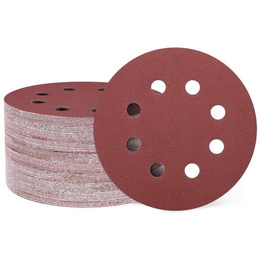 HARFINGTON 100 Pcs 5 Inch Sanding Discs 400 Grit Red Aluminum Oxide 8 Hole | by HARFINGTON