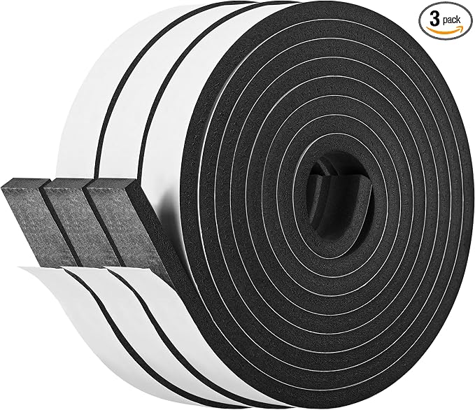 Kikerike Self Adhesive Foam Tape Weatherstrip 1In x 1/2In x 20Ft High Density by Kikerike