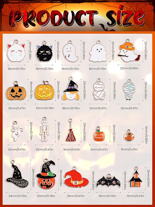 Kalolary Halloween Charms Alloy Enamel Bracelet Metal Earring Kawaii Pendant for Party DIY Jewelry Necklace Making Supplies