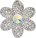 Jerler Sliver Crystal Brooch Pin Rhinestone Lapel Pin Jewelry for Women, Banquet Scarf Pearl Pins for Wedding Bridal Party
