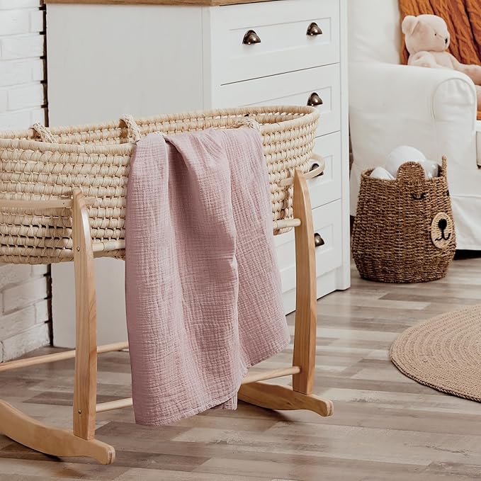 GLLQUEN BABY Muslin Swaddle Blankets for Girls, 2-Pack Organic Baby Blankets for Girl Boy, Newborn Receiving Blanket, Baby Swaddle Blanket Unisex, Baby Essentials, Registry & Gift, 40 x 38 inches