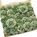Artificial Flowers 25pcs Real Looking Elf Green Foam Fake Roses by Floroom