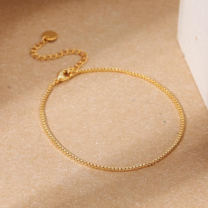 SLOONG Valentines Day Gifts for Her Gold Pearl Bracelets, 18K Real Gold Plated Dainty Stackable Snake Chain CZ Heart Pendant Bracelets, Layered Waterproof Jewelry Gift for Women Adjustable 6"+2"