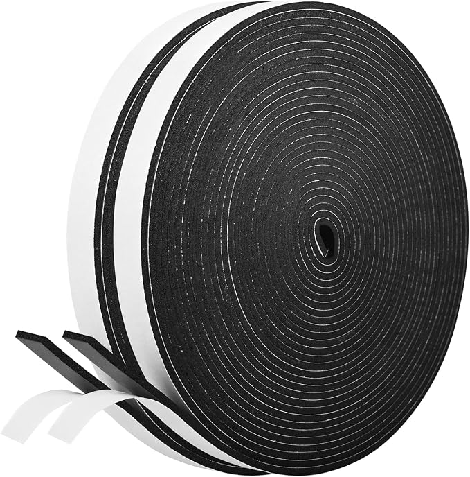 Kikerike Self Adhesive Foam Tape Weatherstrip 1/2In x 1/8In x 66Ft High Density by Kikerike