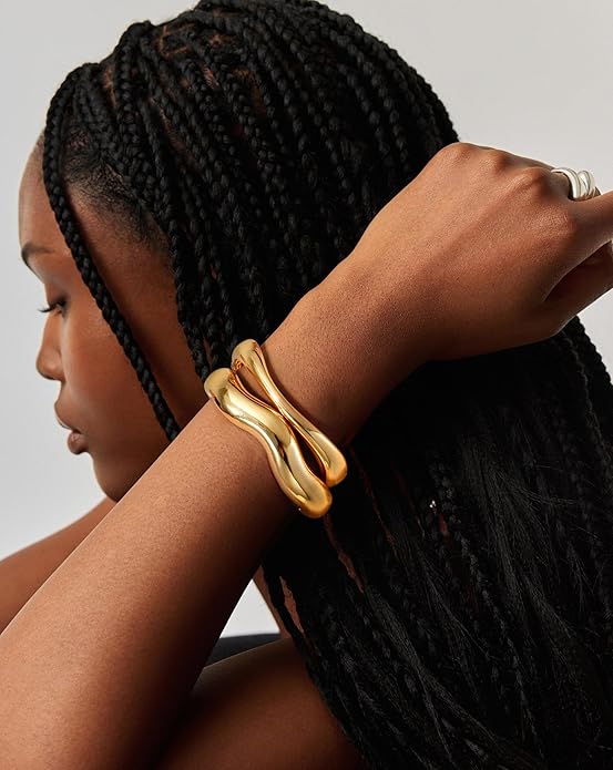 Elegance 11 designs Gold Bangles For Women Chunky Trendy Hinged Cuff Open Bracelet Wide Minimalist Bracelets Jewelry Gift