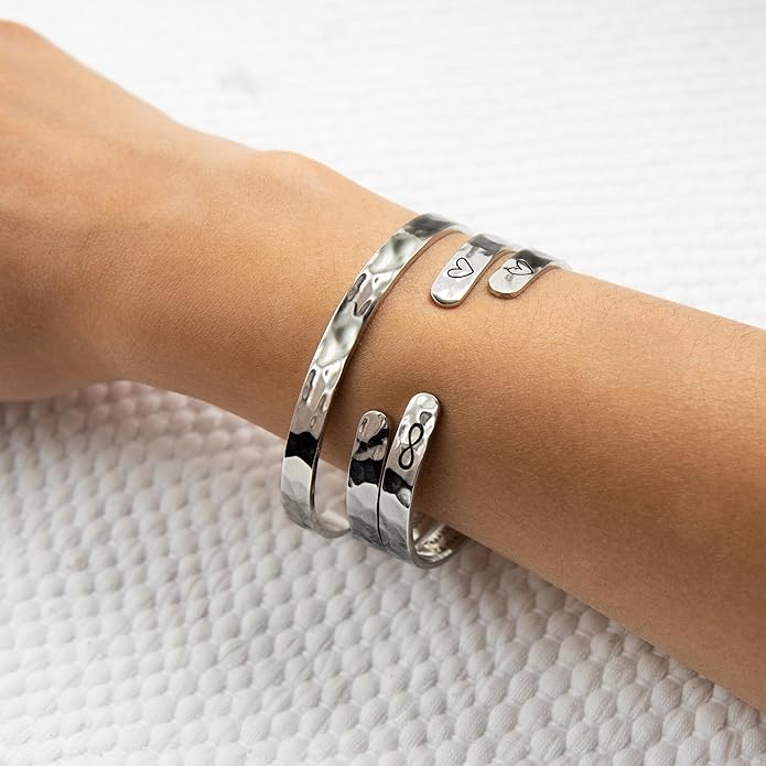 Carviell Engraved Cuff Bracelets for Women – Inspirational, Friendship, Love, Mom, Daughter, Sister, Christian, Graduation, Memorial & Wedding Gifts – 80+ Phrases – Stainless Steel, Gift-Ready