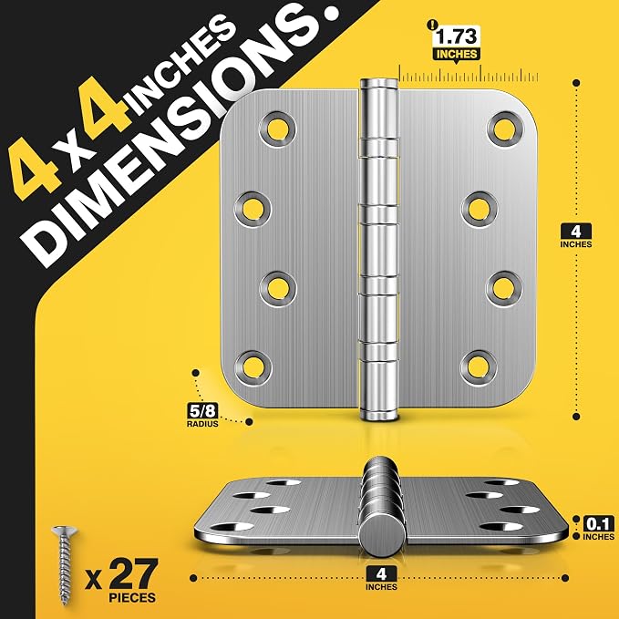 KOLET Ball Bearing Door Hinges, 4 x 4 Inches Door Hinges, Heavy Duty Stainless - Image 2