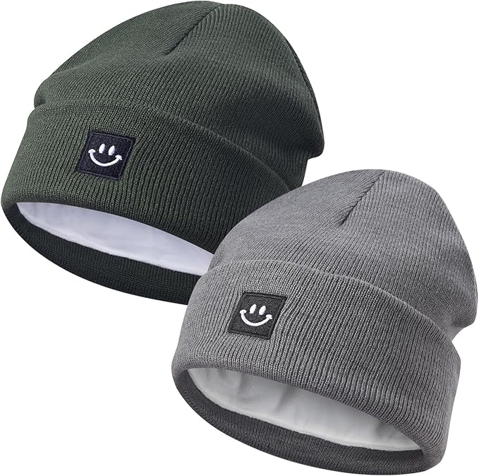 MaxNova 2 Pack Baby Beanie Fleece Lined Knit Toddler Hat for Girls Boys 0-8 Years