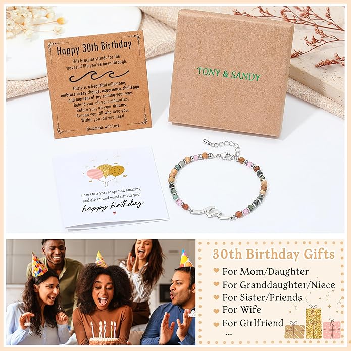 TONY & SANDY Friend Gifts for Women, Unique Valentine's Day Gifts for Her, Sister Gifts from Sister, Wave Bracelet, Christmas Birthday Gifts for Women, Bestie Friendship Bracelets
