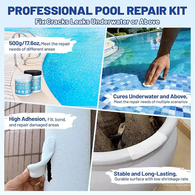 Pool Putty, 17.6oz/500g 2 Part Epoxy Pool Putty Crack Leak Filling & Repair | - Image 2