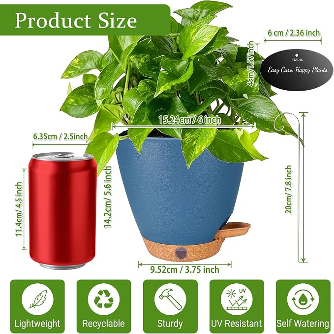 6 Inch Small Self Watering Pots - Image 3