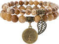 Bivei Natural Semi Precious Gemstone beads bracelet for women - Life Tree and Leaf Charm Energy Reiki Crystal Stretch Bracelets