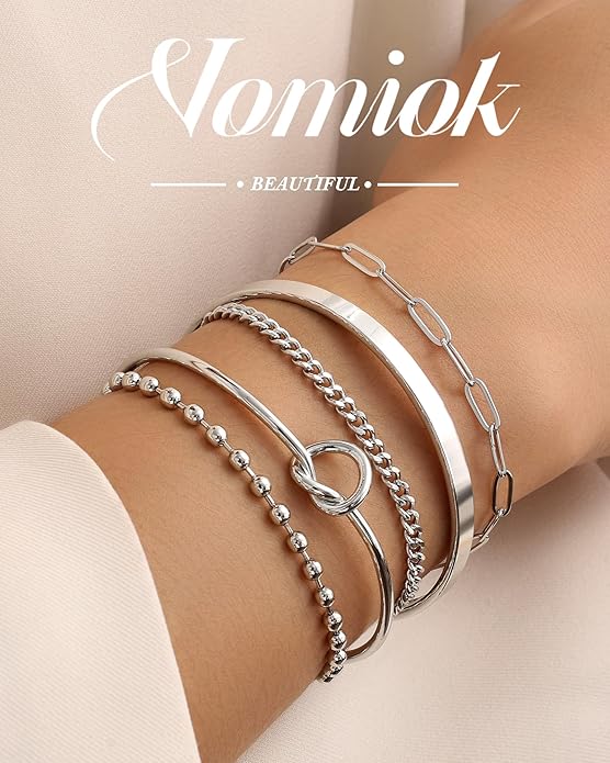 Gold Bracelets for Women, 14K Gold Plated Chain Bracelets Set for Women, Elegant Adjustable Bracelet Stack Jewelry Gifts for Womens